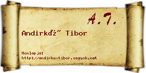 Andirkó Tibor névjegykártya