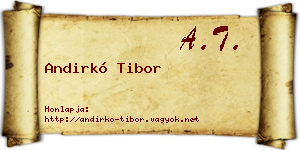 Andirkó Tibor névjegykártya